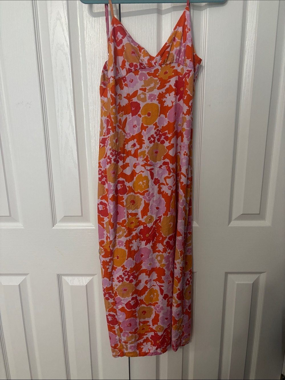 Floral Slip Dress in Pink, Orange & Yellow